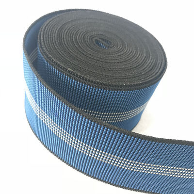 China 3 des Zoll-Sofa-elastische gewebten Materials 70mm Verlängerung des Breiten-Blau-10%-20% mit weißen Linien fournisseur