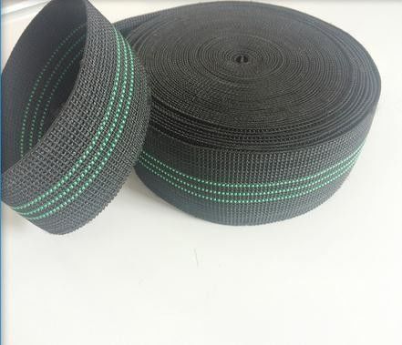 China Des Sofa-elastische gewebten Materials 68g/M pp.-gewebten Materials schwarze Farbe mit 3 Grünen Grenzen fournisseur