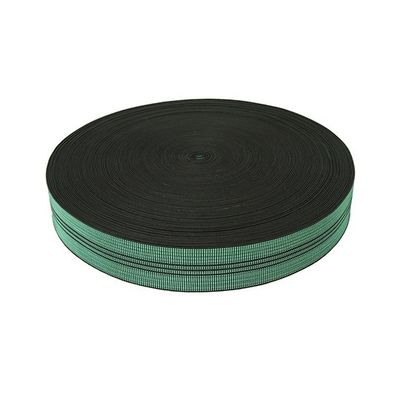 China Sofa-elastischen gewebten Materials des 50mm Breiten-pp. grüne Farbe mit 3 schwarzen Linien fournisseur