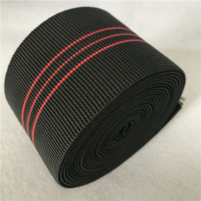 China Verlängerung schwarzes des Farbesofa-elastische gewebten Materials 50%-60% mit roten Liniengebrauch für Sofasitz fournisseur