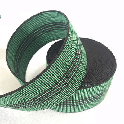 China Grünes elastisches gewebtes Material der Breiten-50mm mit 4 schwarzen Linien PET-gewebtes Material fournisseur