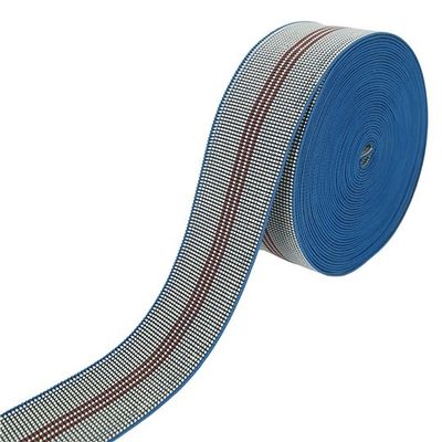 China Gutes Beweglichkeits-Gummiblau des Umwelt PET Sofa-elastischen gewebten Materials mit 3 roten Linien fournisseur