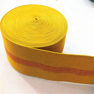 China 70mm gelbe Farbpolsterungs-gewebtes Material mit Gummizug für Verlängerung des Sofa-Stuhl-20%-30% fournisseur