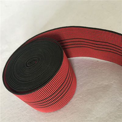 3 des Zoll-Sofa-elastische gewebten Materials 70mm Verlängerung des Breiten-Rot-50%-60% mit schwarzen Linien fournisseur