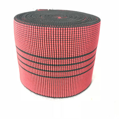 3 des Zoll-Sofa-elastische gewebten Materials 70mm Verlängerung des Breiten-Rot-50%-60% mit schwarzen Linien fournisseur